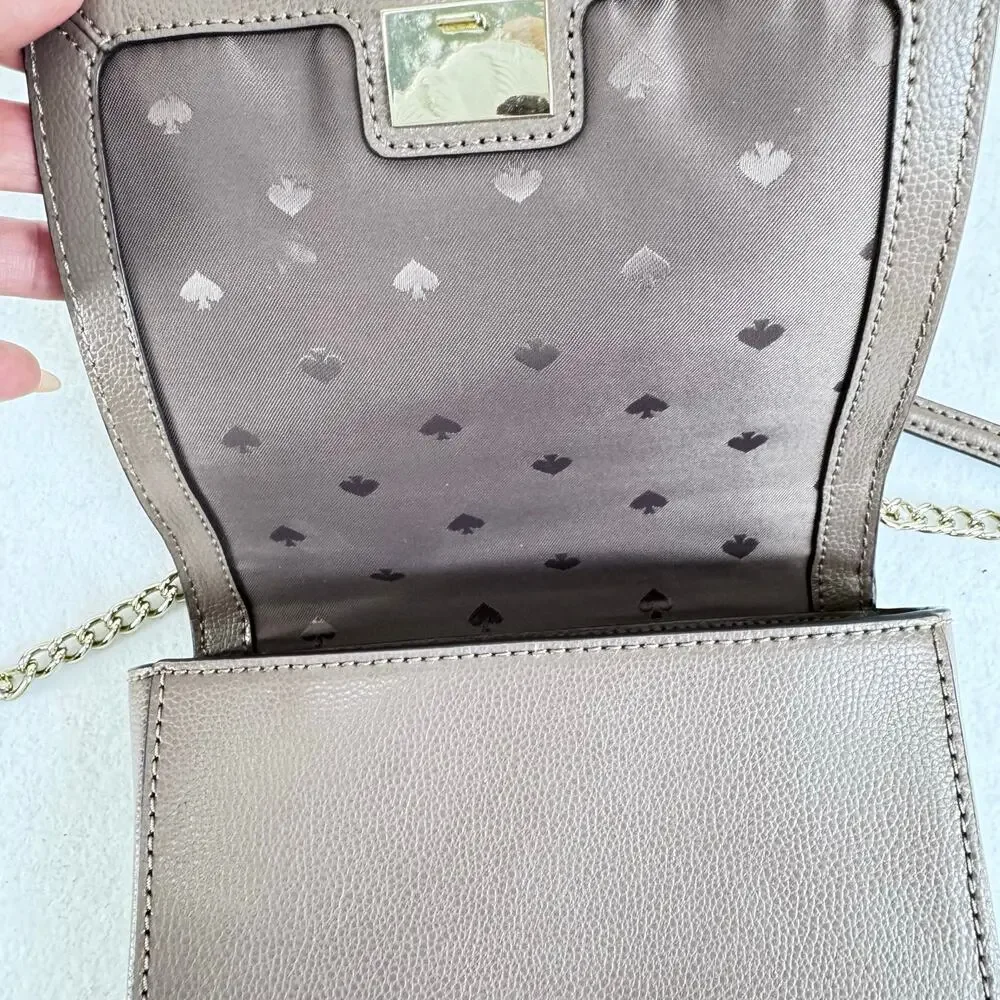 Kate Spade New York Leather Mini Crossbody Top Handle Mauve Small Chain Strap XS - Picture 8 of 12